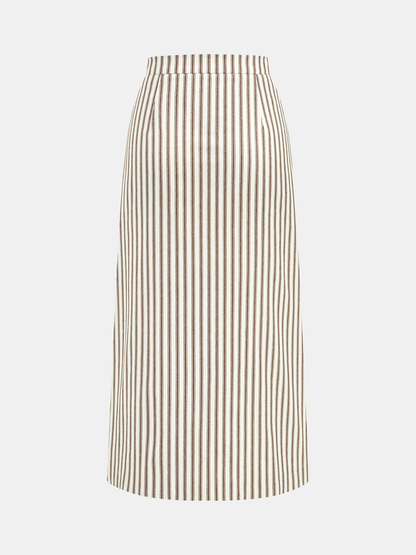 Cotton Striped Sleeveless Top & Midi Skirt Set