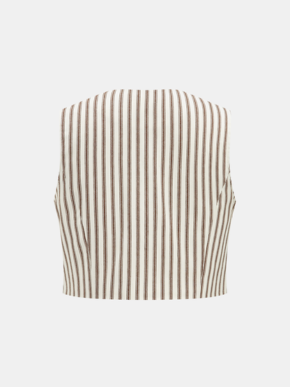 Cotton Striped Sleeveless Top & Midi Skirt Set