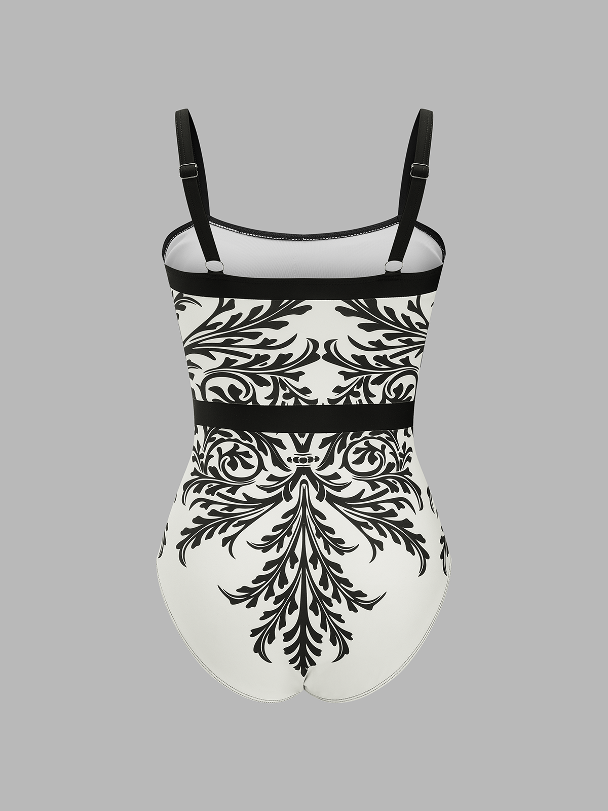 Baroque Print One-Piece Swimsuit & Sarong Set