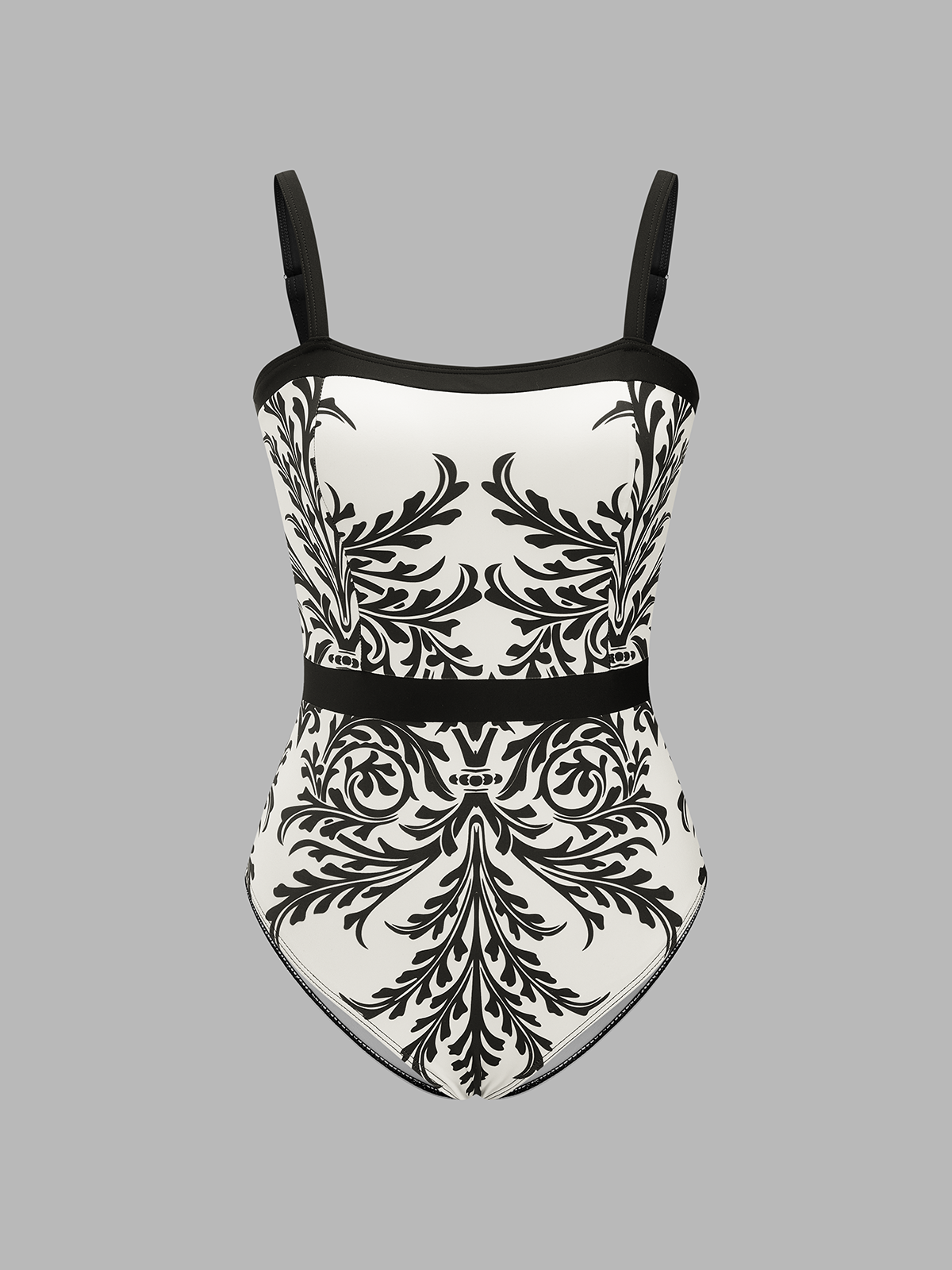 Baroque Print One-Piece Swimsuit & Sarong Set