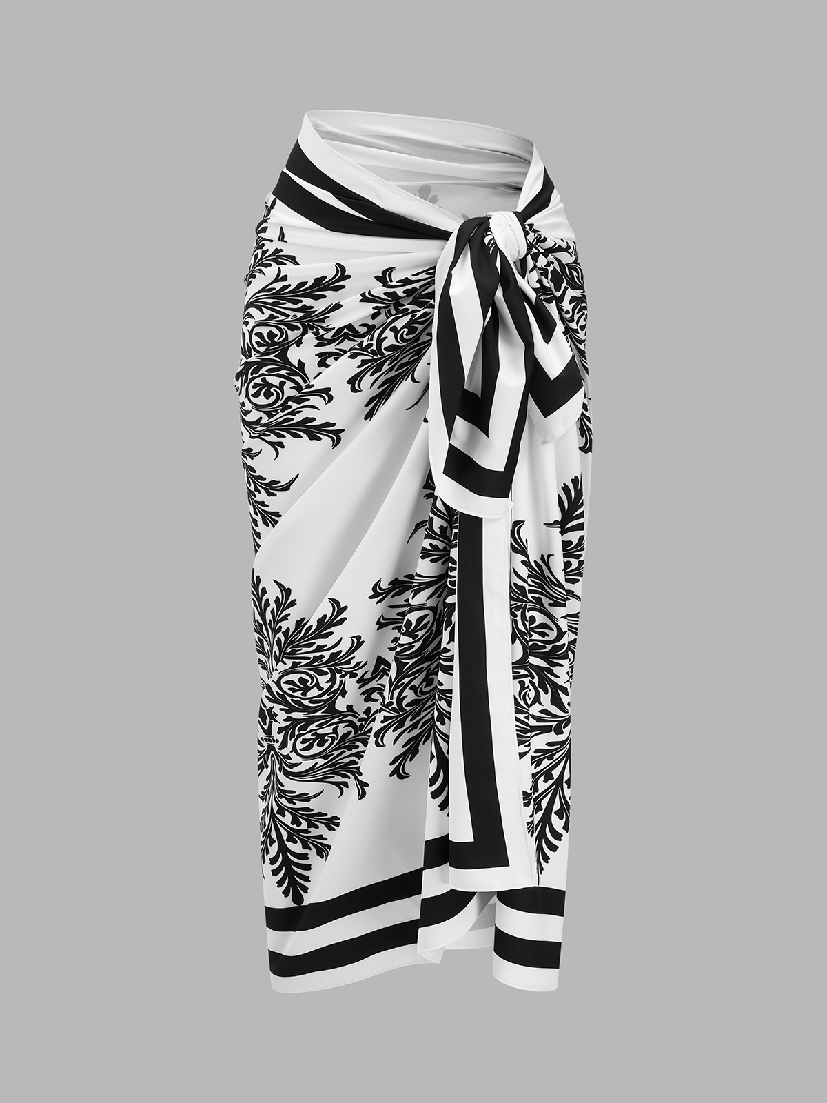 Baroque Print One-Piece Swimsuit & Sarong Set