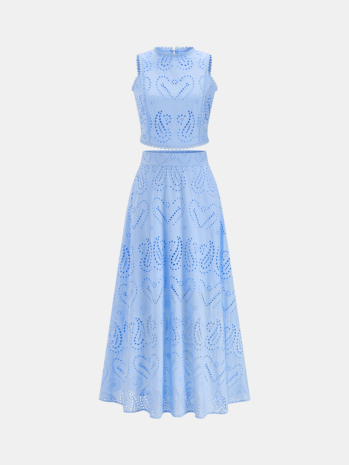 Eyelet Embroidery Top & Maxi Skirt Set