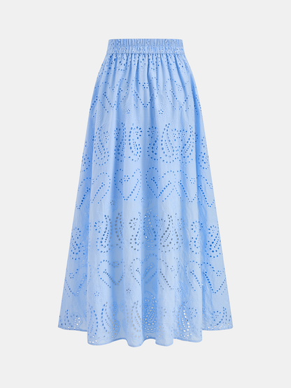Eyelet Embroidery Top & Maxi Skirt Set