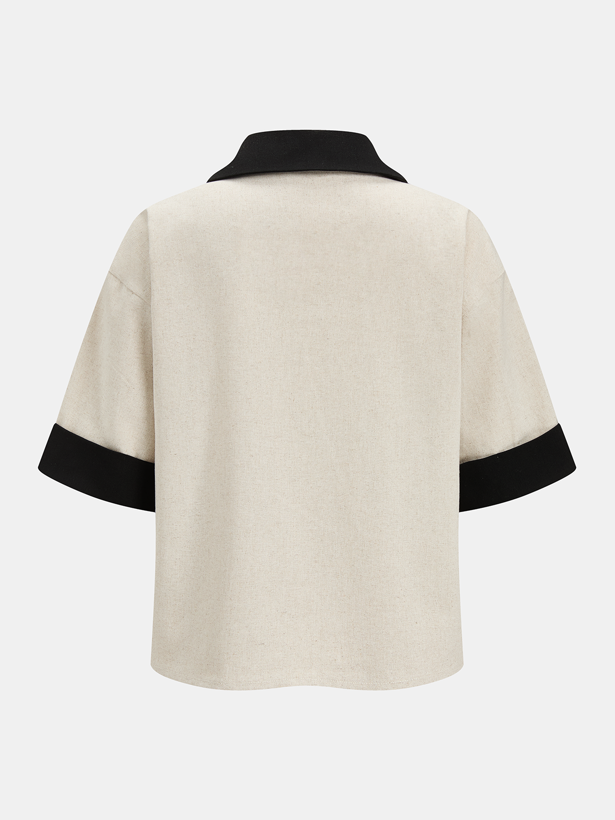 Contrast Trim Cotton Linen Top & Shorts Set