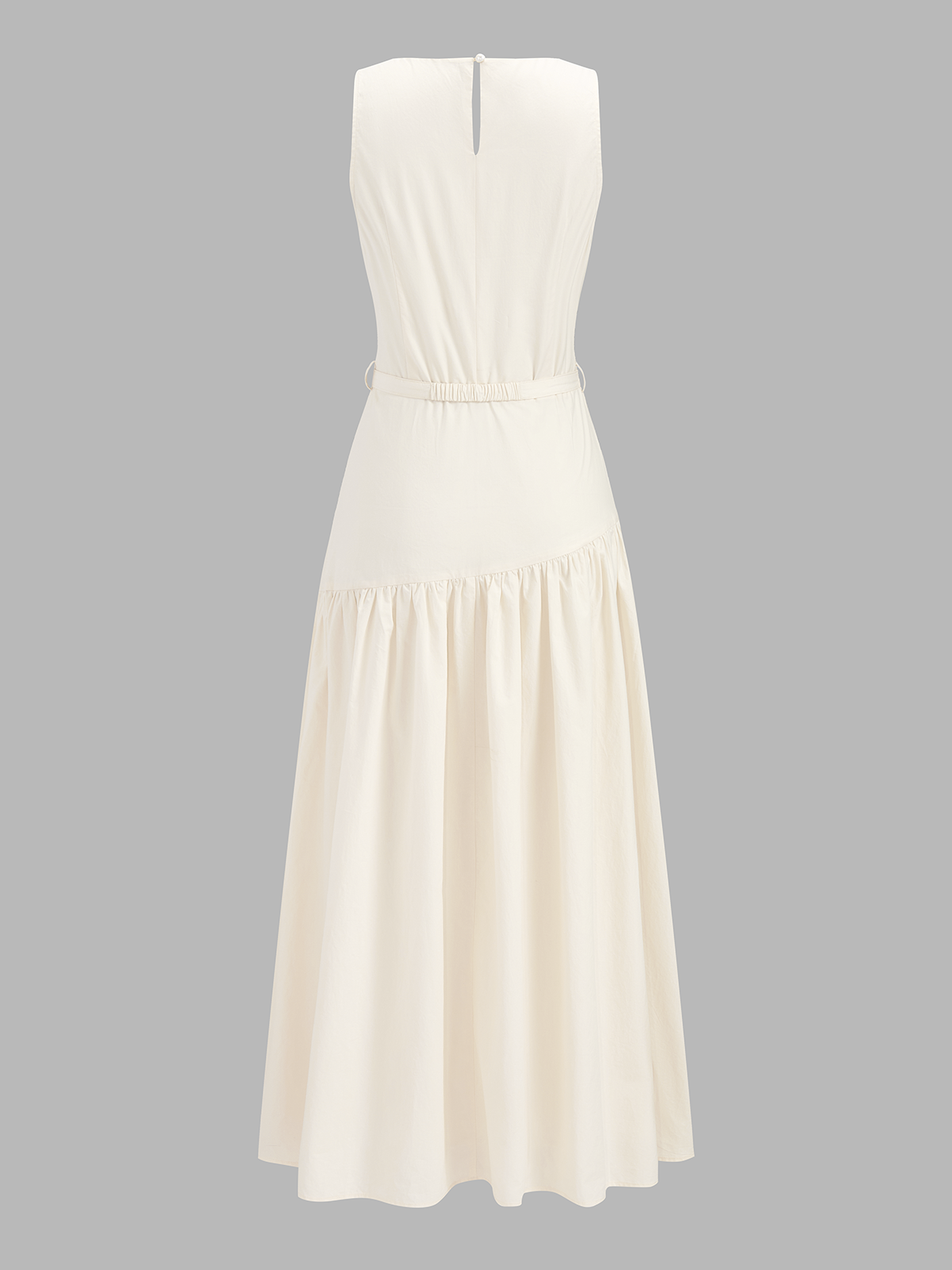 Sleeveless Belted Square Neck Maxi Dress