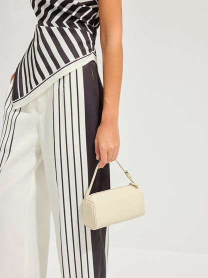 Genuine Leather Cylindrical Shoulder Bag