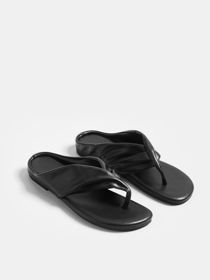 Faux Leather Twisted Thong Sandals