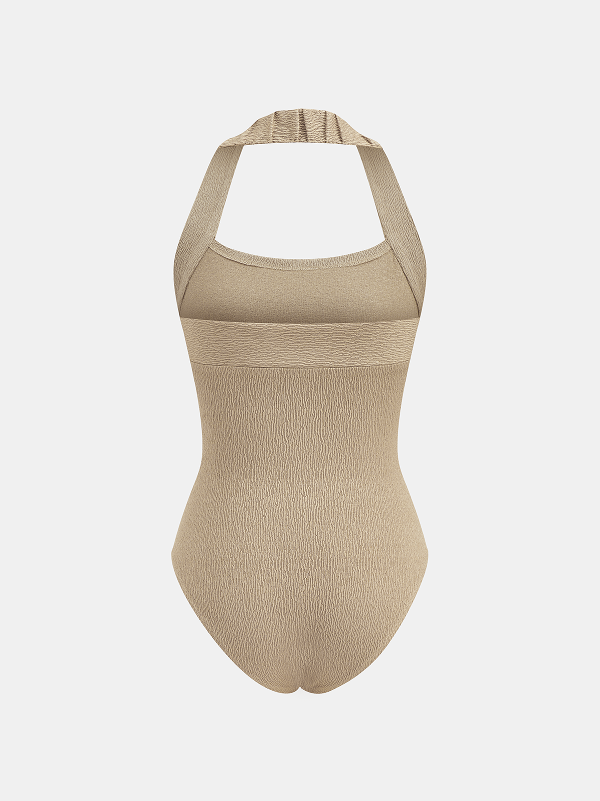 Crinkle Texture Halter Neck Sleeveless Bodysuit