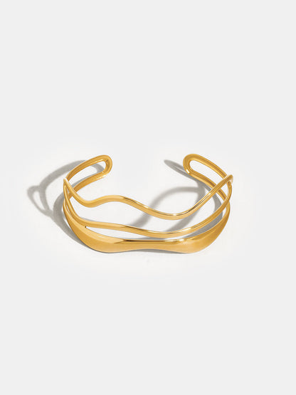 Irregular Wavy Open Cuff Bangle