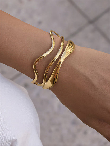 Irregular Wavy Open Cuff Bangle