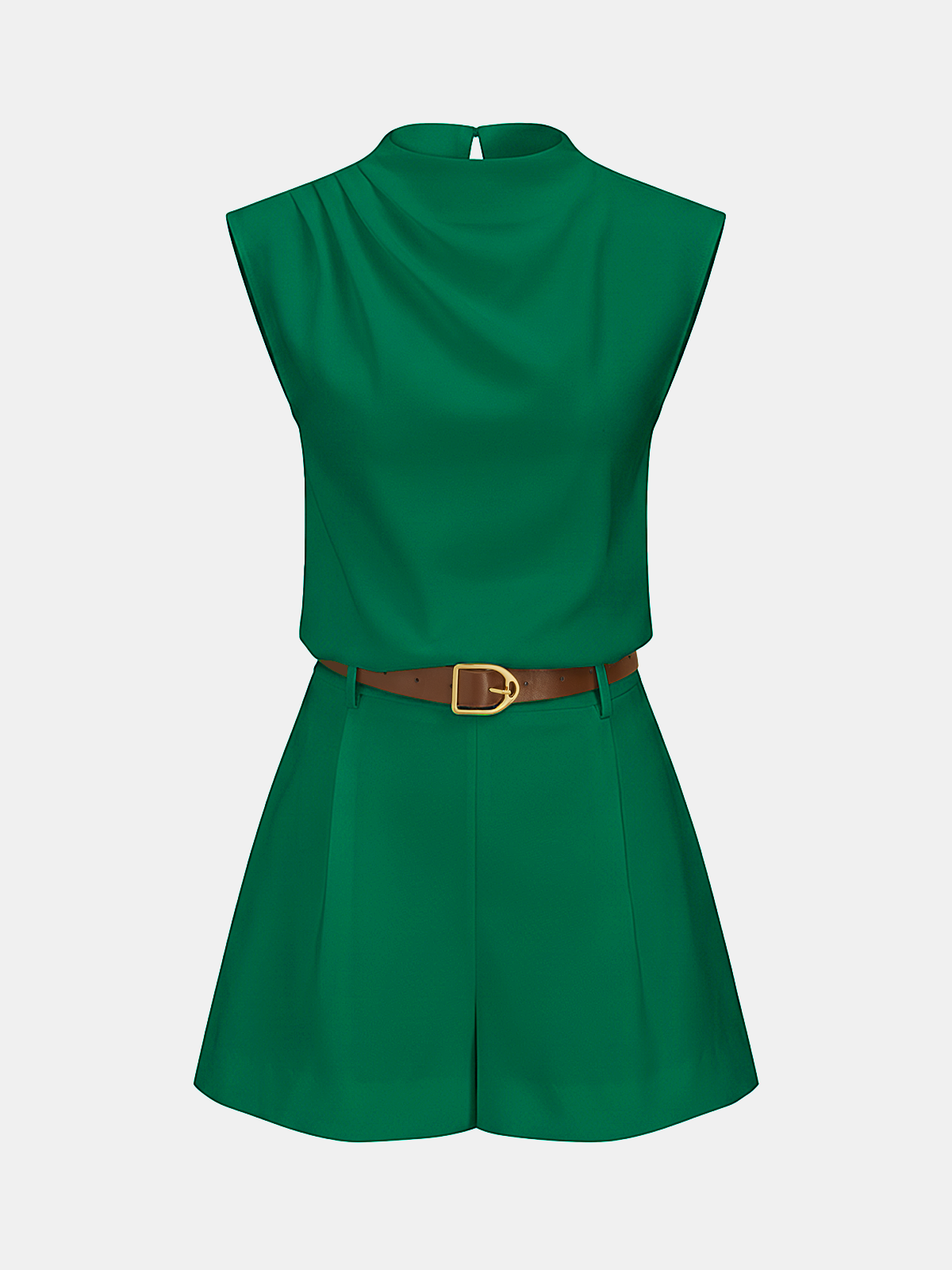 Draped Sleeveless Top & Belted Shorts Set