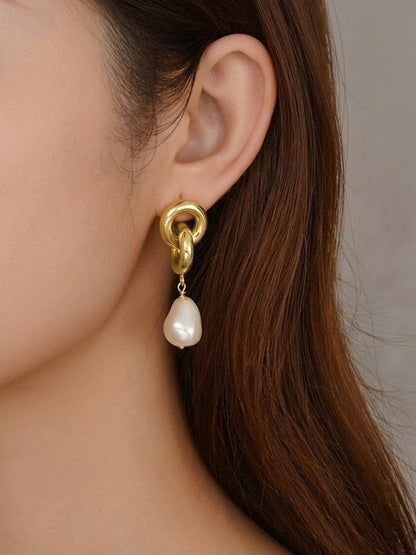 Interlinked Baroque Pearl Drop Earrings
