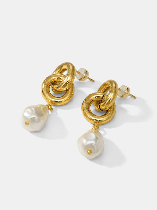 Interlinked Baroque Pearl Drop Earrings
