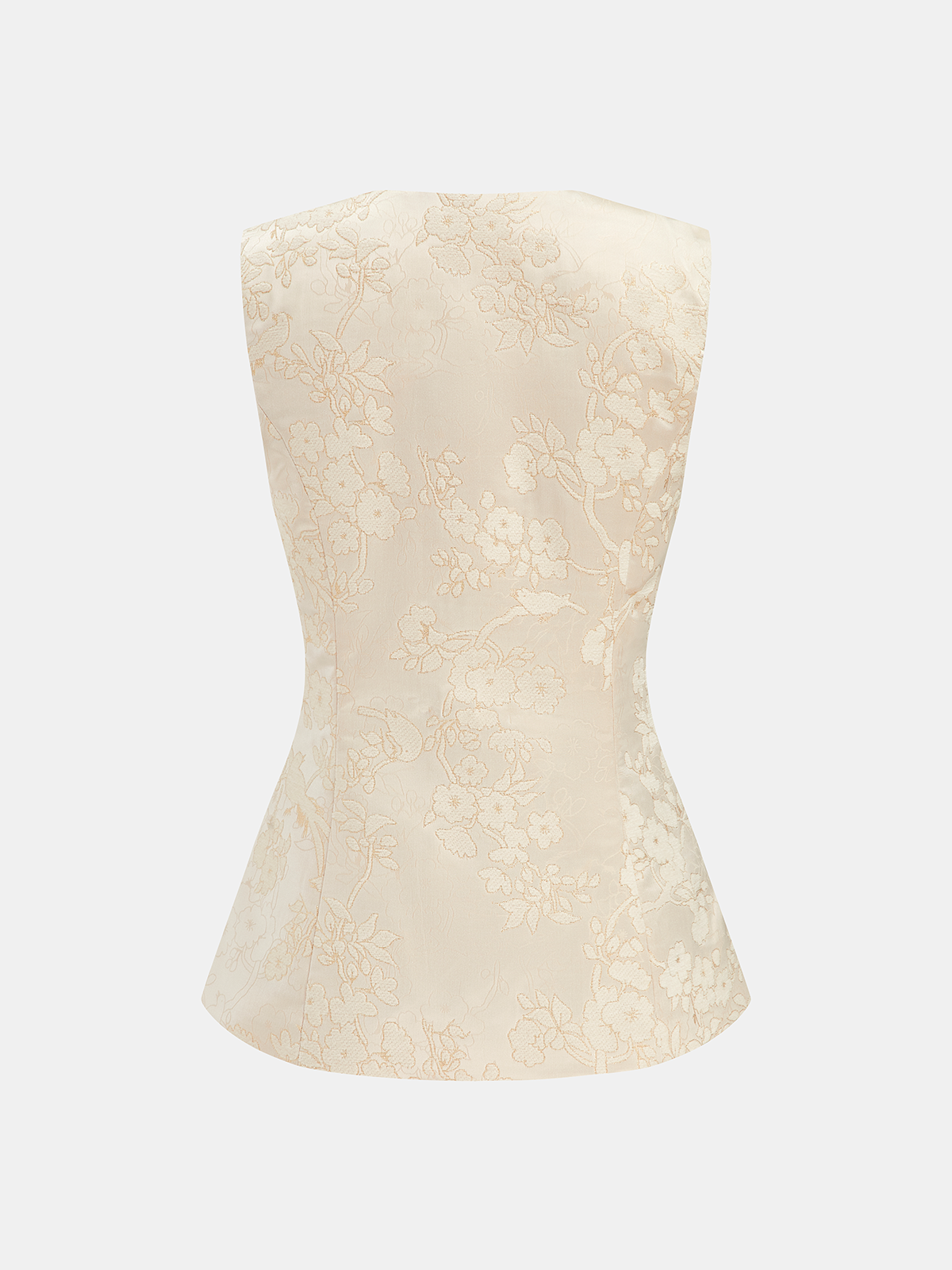 Floral Jacquard Sleeveless Vest & Shorts Set