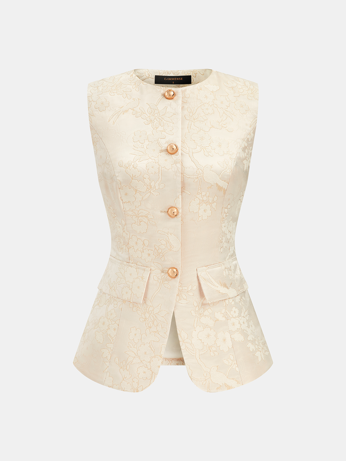 Floral Jacquard Sleeveless Vest & Shorts Set