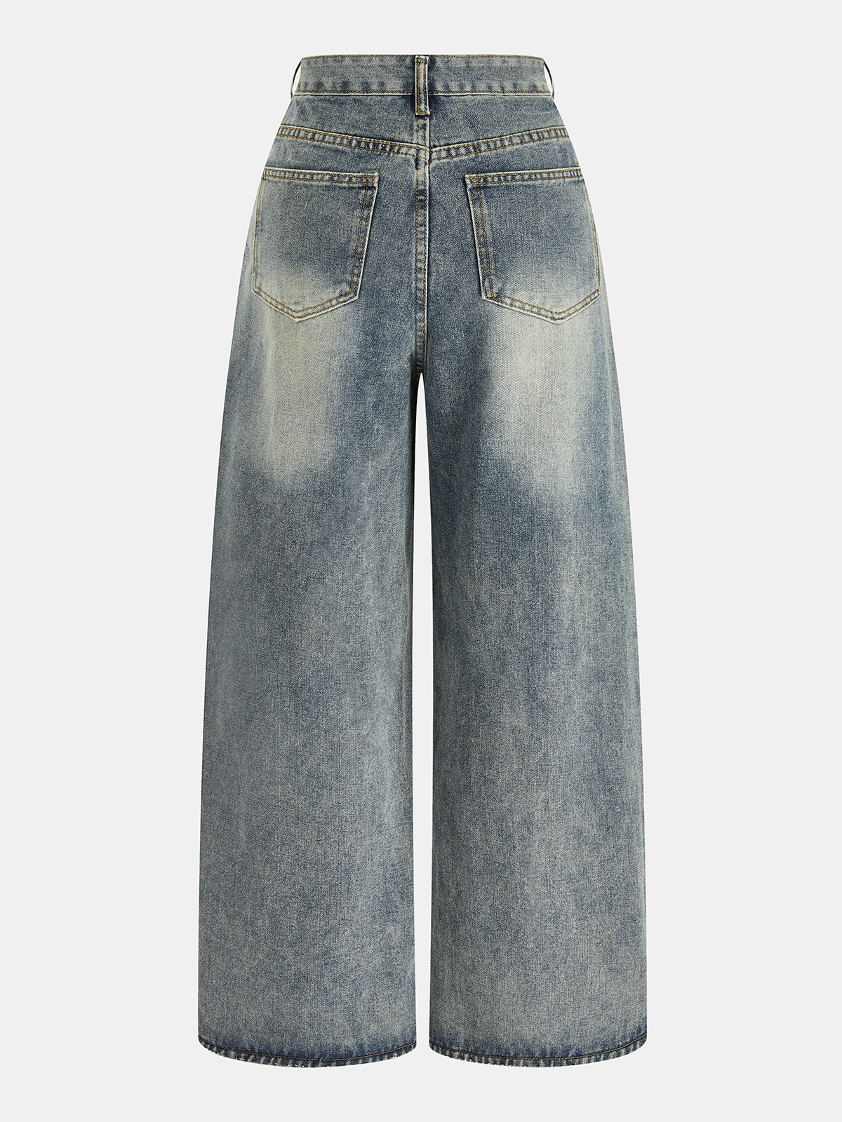 Asymmetric Button Wide Leg Jeans