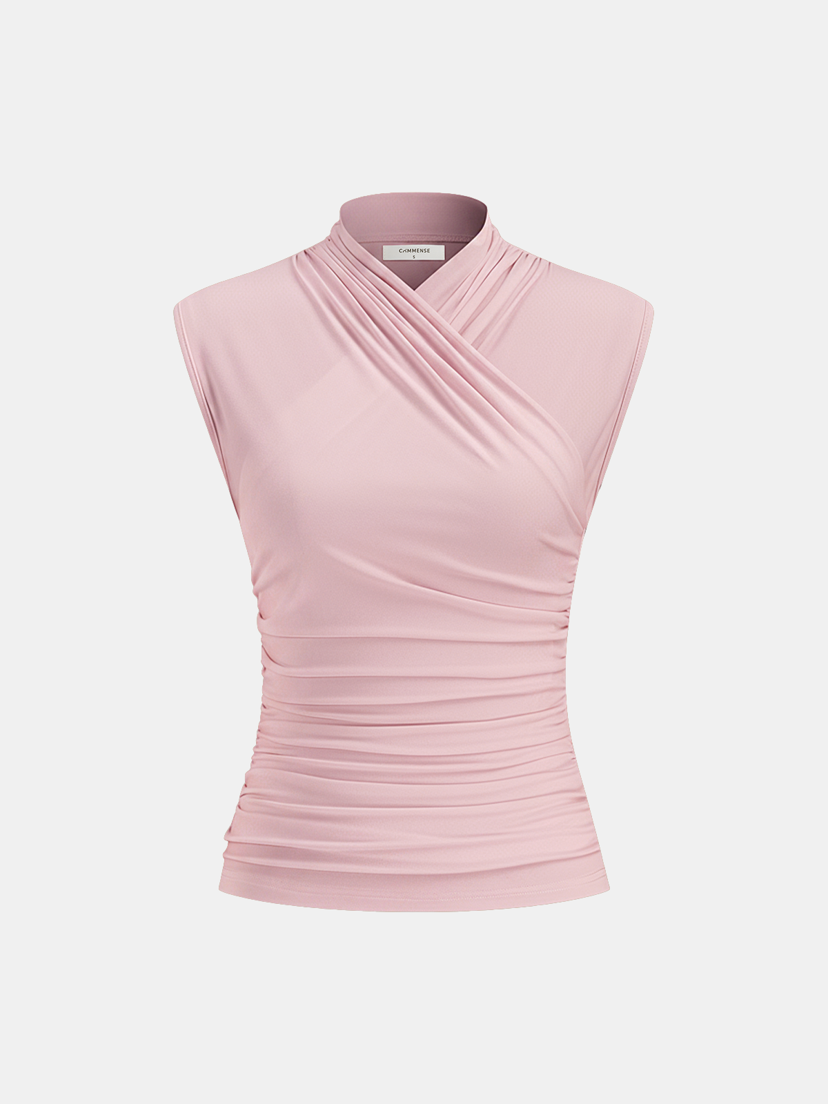 Cross Neck Ruched Fitted Tank Top