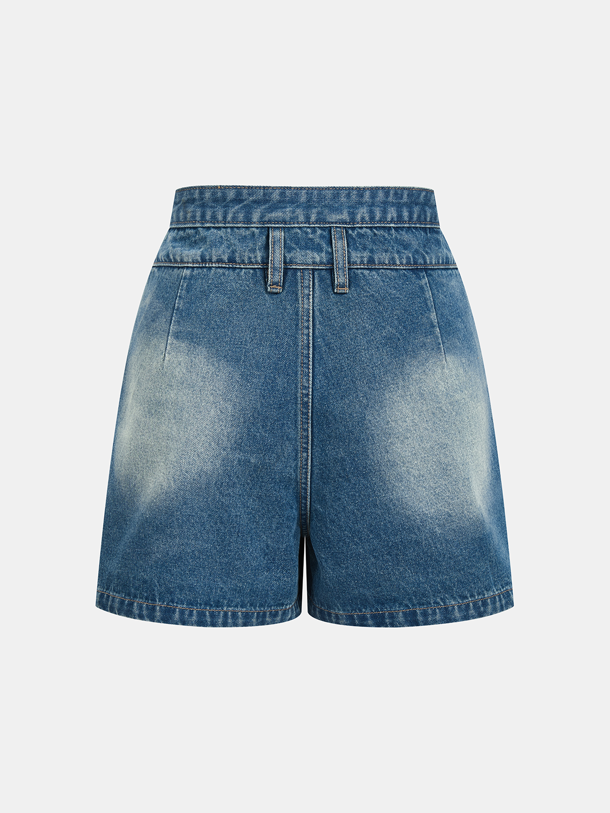 Layered Waistband Asymmetric Denim Skort