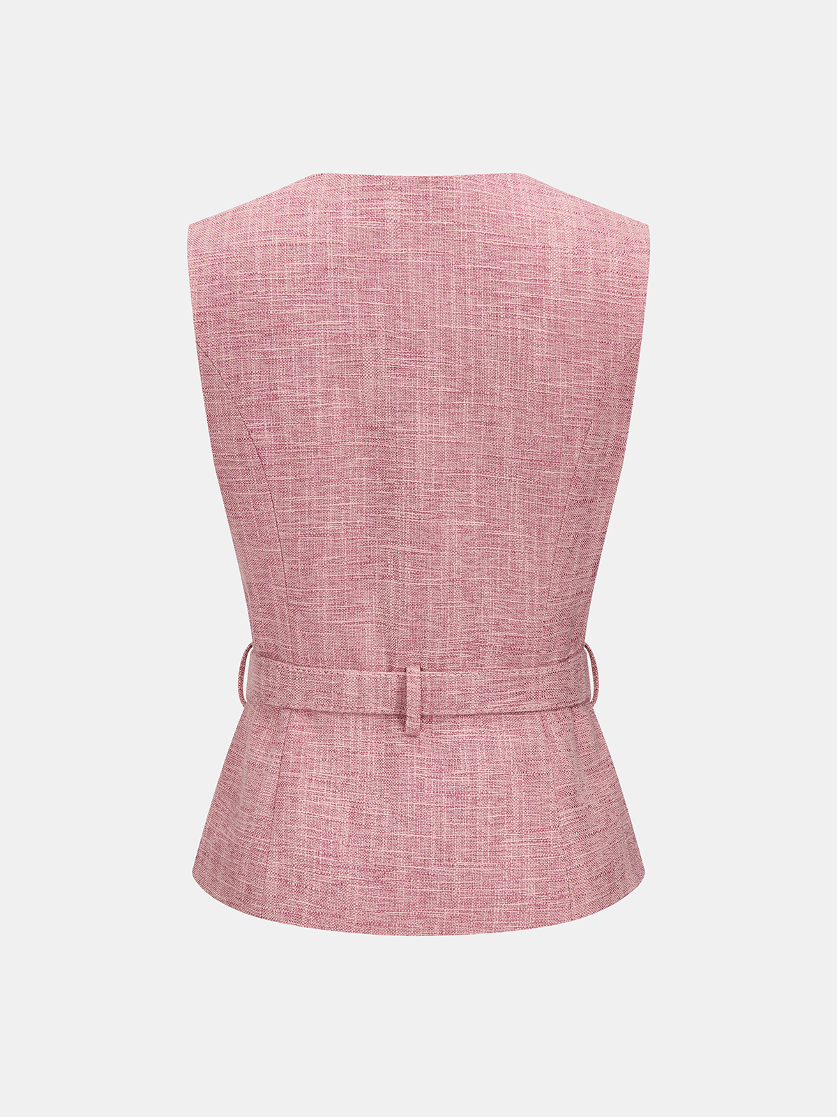 Textured Metal Button Belted Vest & Shorts Set