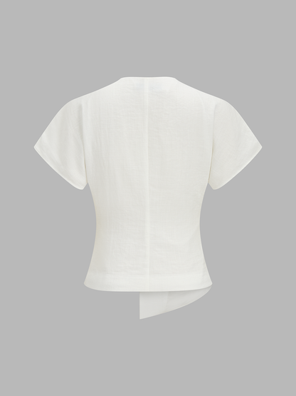 Irregular Hem Short Sleeve Top & Pants Set