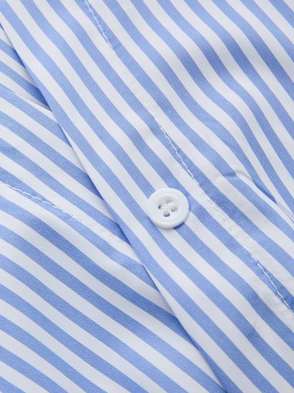 Striped Short Sleeve Wrap Tie-Back Shirt
