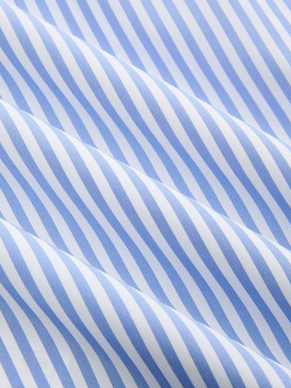 Striped Short Sleeve Wrap Tie-Back Shirt
