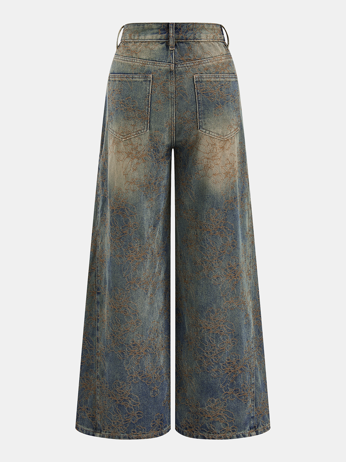 Jacquard Wide Leg Denim Pants