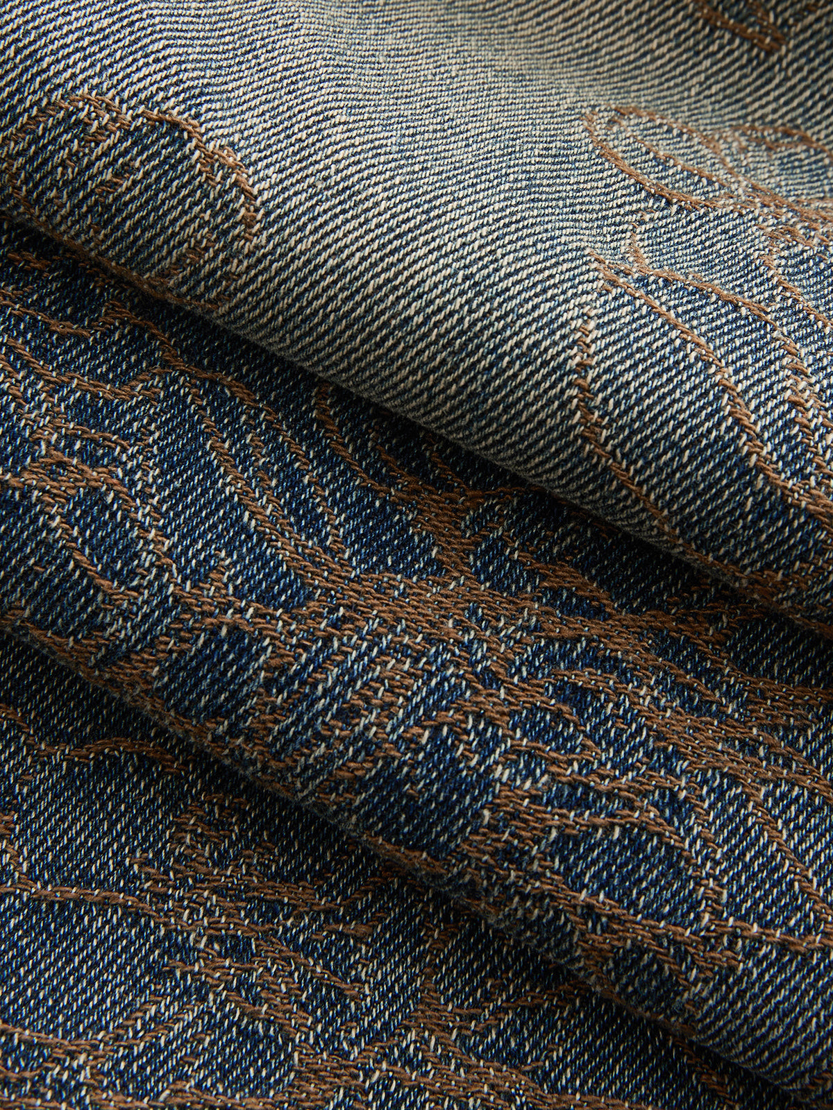 Jacquard Wide Leg Denim Pants