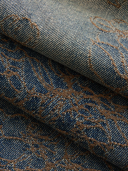 Jacquard Wide Leg Denim Pants