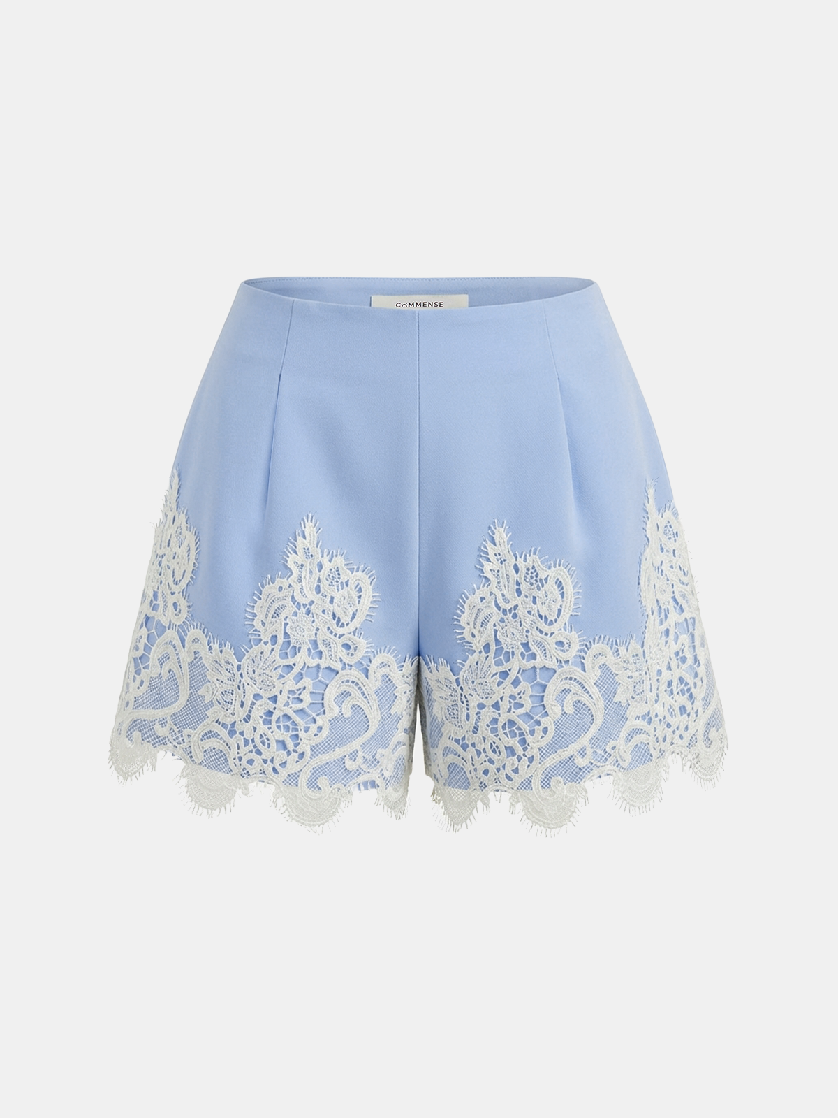 Contrast Lace Trim Mid-Waist Shorts