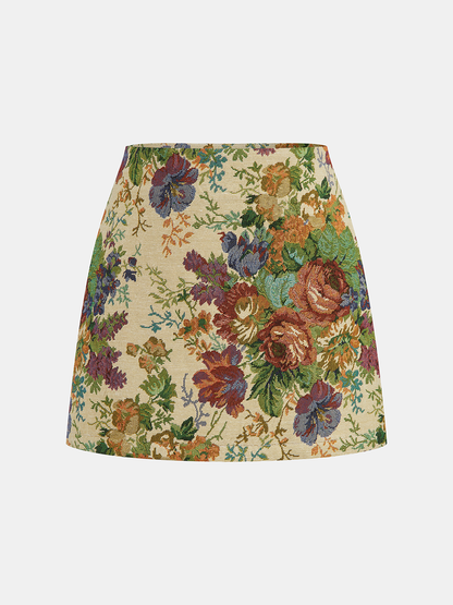 Floral Printed Corset & Mini Skirt Set