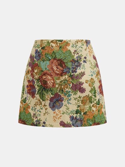 Floral Printed Corset & Mini Skirt Set