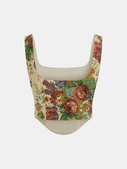 Floral Printed Corset & Mini Skirt Set
