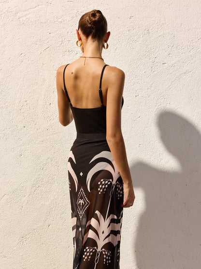 Cut Out Beaded One Piece Swimsuit
