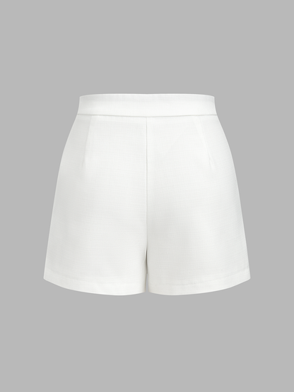 Cotton Linen Contrast Collar Vest & Shorts Set