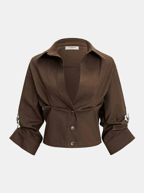 Cropped Collar Buttoned Shirts