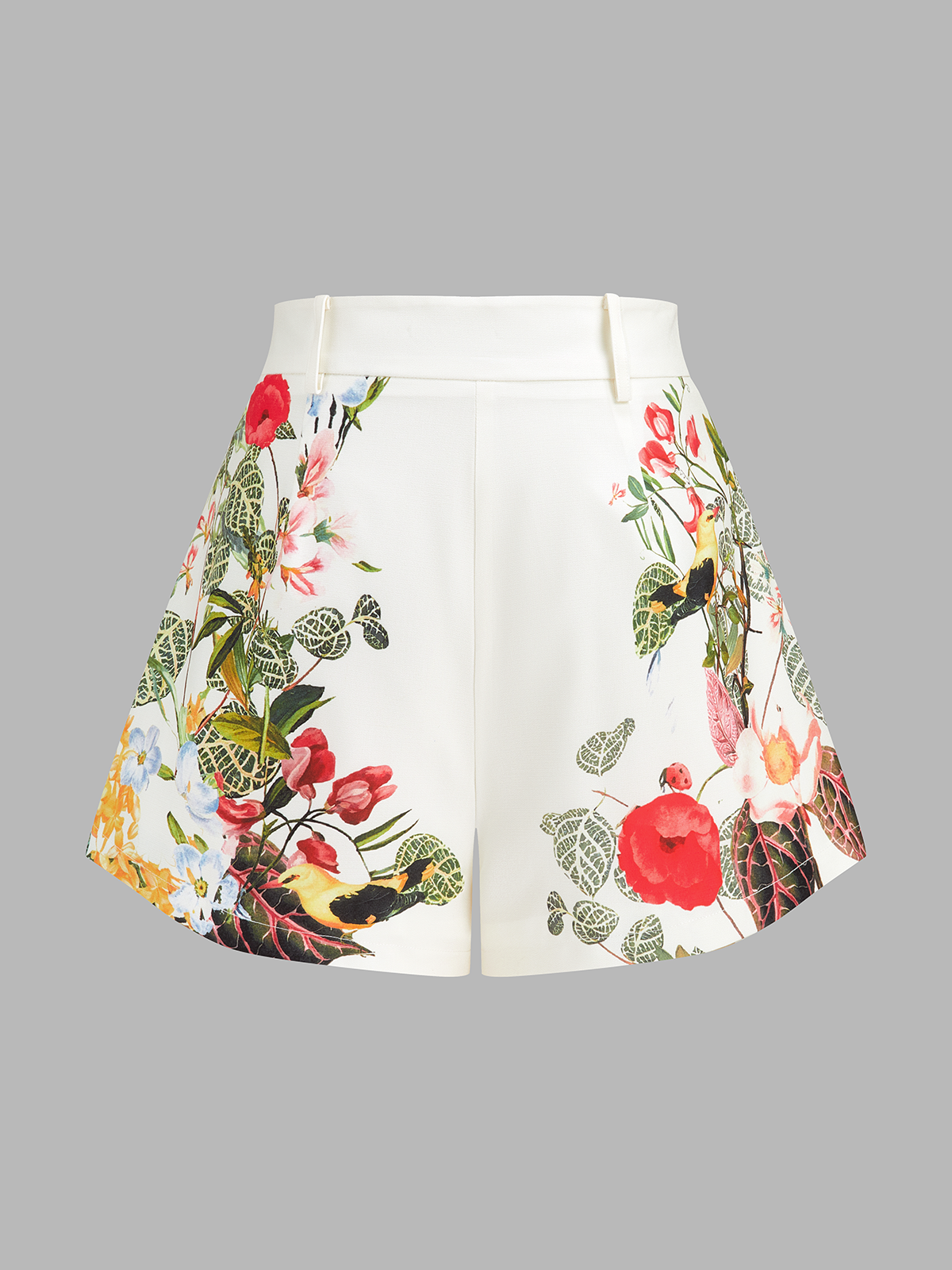 Floral Print Belted Strapless Top & Shorts Set