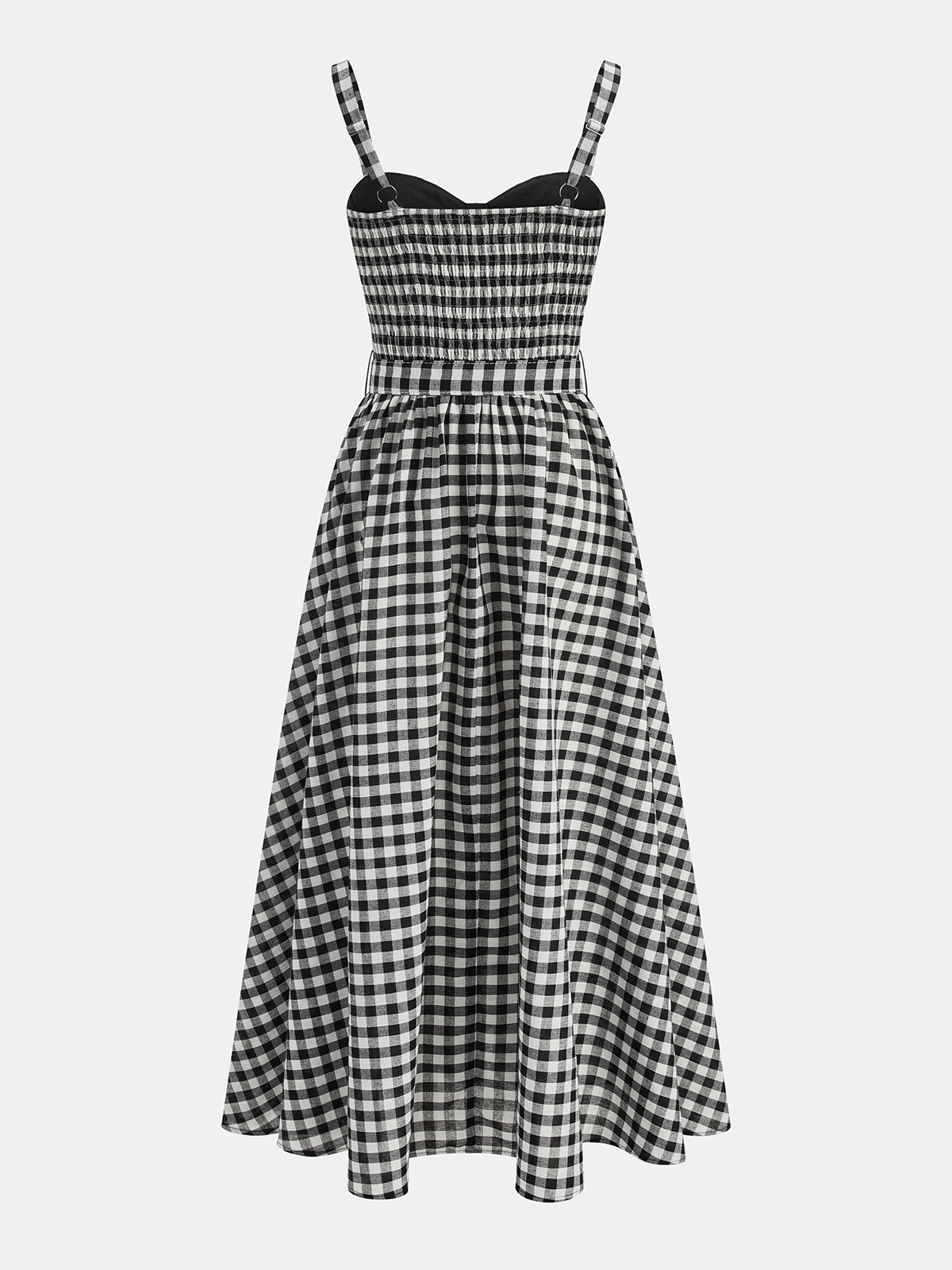 Gingham Cotton Blend Belted Cami Maxi Dress