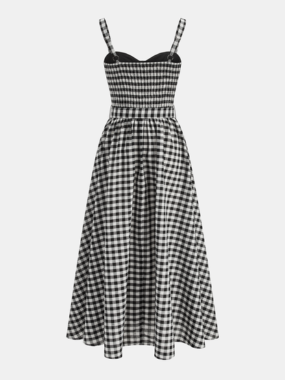 Gingham Cotton Blend Belted Cami Maxi Dress