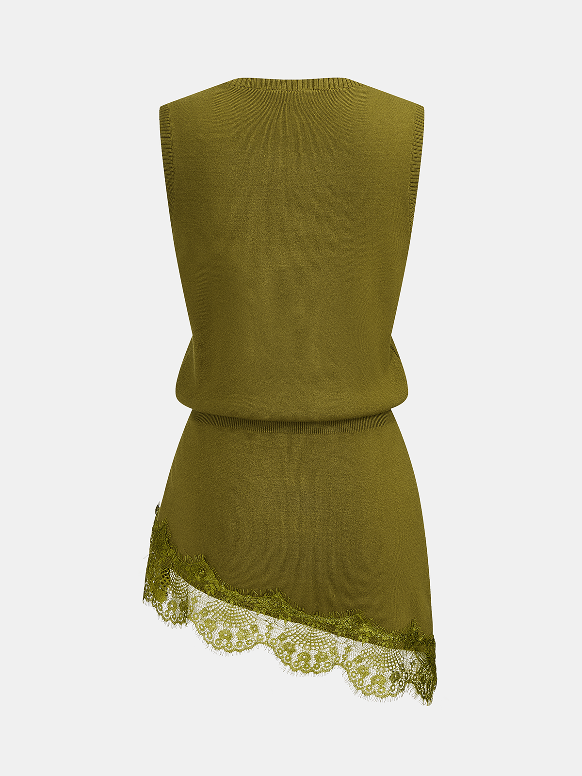 Lace Hem V-Neck Sleeveless Knit Vest