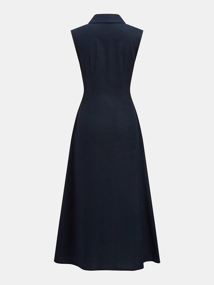 Cotton Linen Sleeveless Shirt Dress