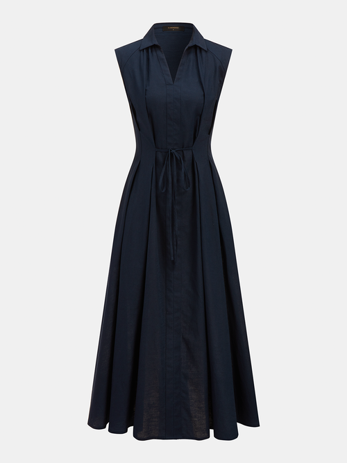 Cotton Linen Sleeveless Shirt Dress