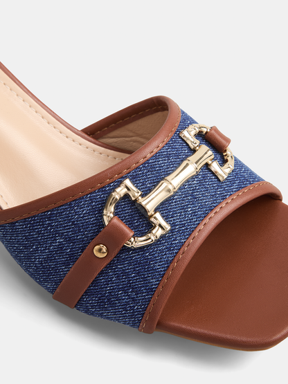 Square Toe Buckled Block Heel Sandals