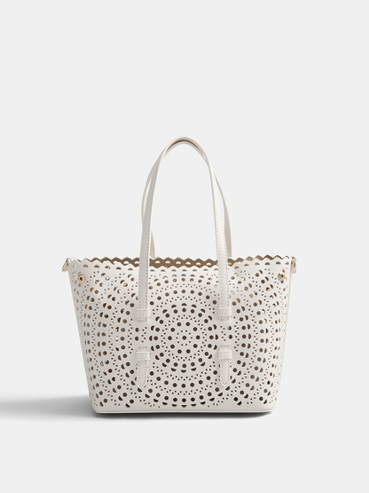 Perforated Top Handle Tote Handbag