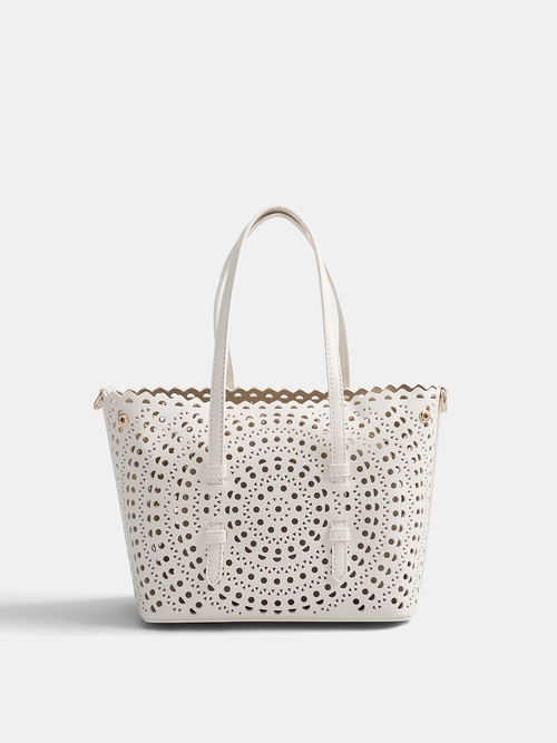 Perforated Top Handle Tote Handbag