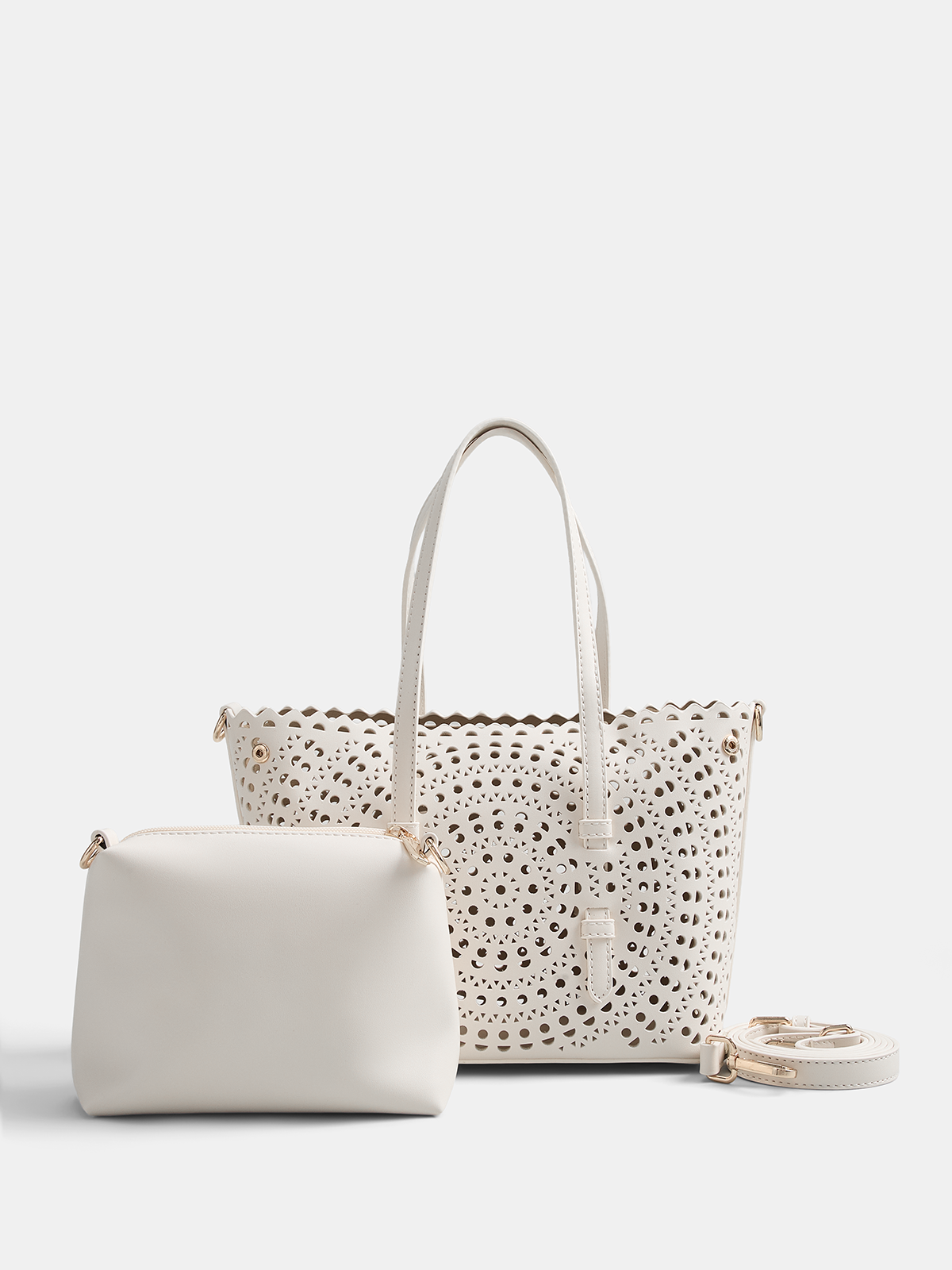 Perforated Top Handle Tote Handbag