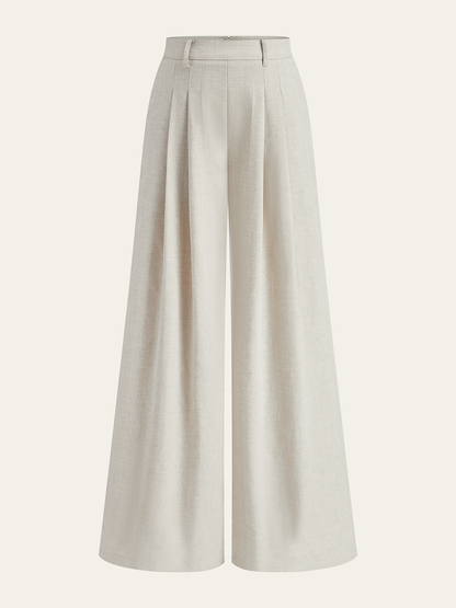 Cotton Linen Wrap Top & Pleated Pants Set