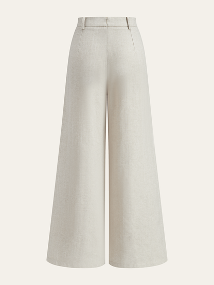 Cotton Linen Wrap Top & Pleated Pants Set