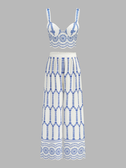 Printed Cami Top & Wide Leg Pants Set