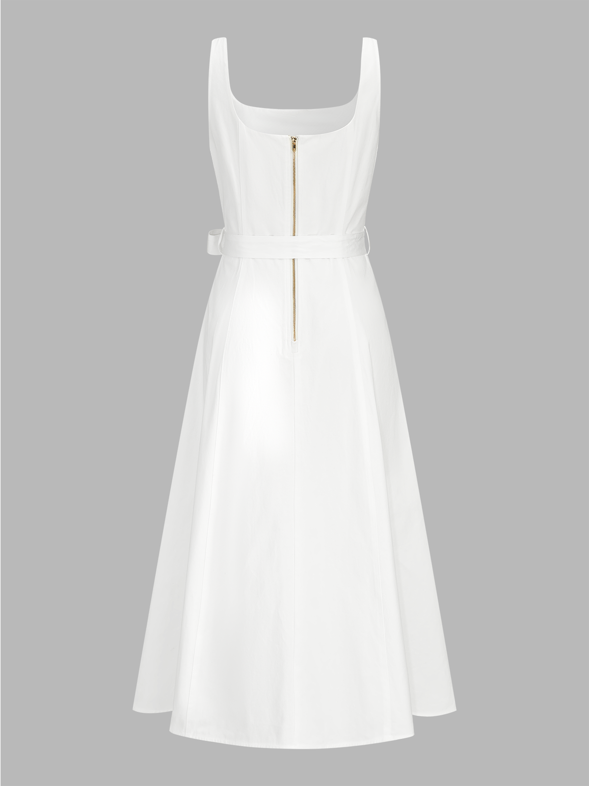 Eyelet Embroidery Belted Square Neck Maxi Dress